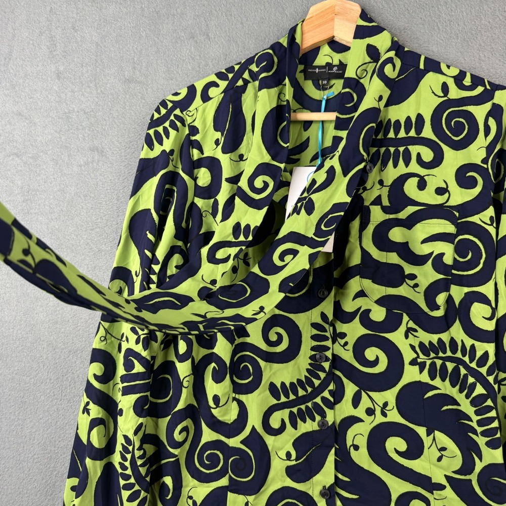 Trelise Cooper Air New Zealand Wing A Prayer Blouse Green Navy Blue Size 10 NEW